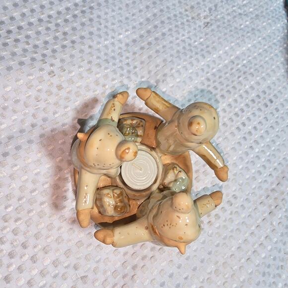 CHRISTMAS VOTIVE SNOWMAN FREINDS CERAMIC TEA LIGHT CANDLE - Picture 2 of 5